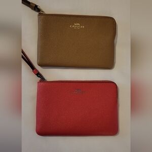 Coach Metallic Gold and Vibrant Red Wristlet, Sold Together Or Separately